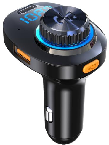 PRMHOOT FM Transmitter Auto Bluetooth 5.3, 20W PD Bluetooth Adapter Auto QC3.0/5V 1A, LED Display, Freisprecheinrichtung für Auto, SD-Karte, U-Disk