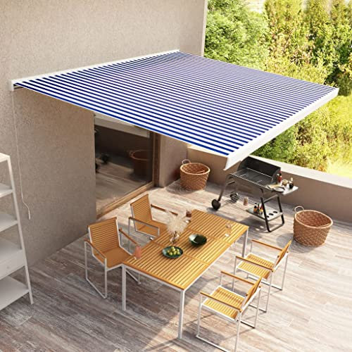 LLEZKBR Manual Cassette Awning 450x300 cm Blue and White