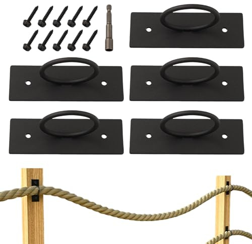 Support de corde noir, supports de clôture en corde, ancrage de cordes de combat, pour support de corde pour clôtures, rampes d'escalier, crochets de plafond