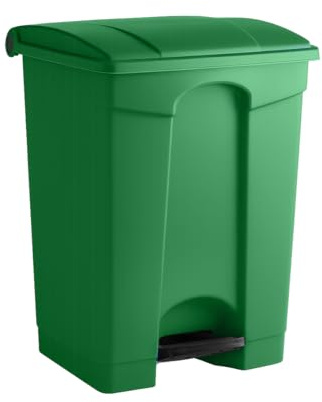 Zedfire Plastic Garbage Bin with Foot Pedal, Hands-Free Garbage Can, Green, 18 Gallon Rectangular Step-On Commercial Trash Can for Restaurant/Office/Kitchen