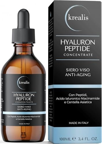 •100ml• Siero Viso Acido Ialuronico 4 Pesi Molecolari con Peptidi, Acido Ialuronico Viso Idratazione Profonda e Antirughe