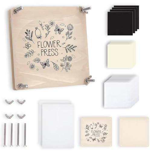 Große Blumenpresse für Erwachsene und Kinder, 15 x 15 cm, 7 Schichten, Holzblumen-Pressset, Kunst- und Bastelsets für Erwachsene, tolles Geschenk