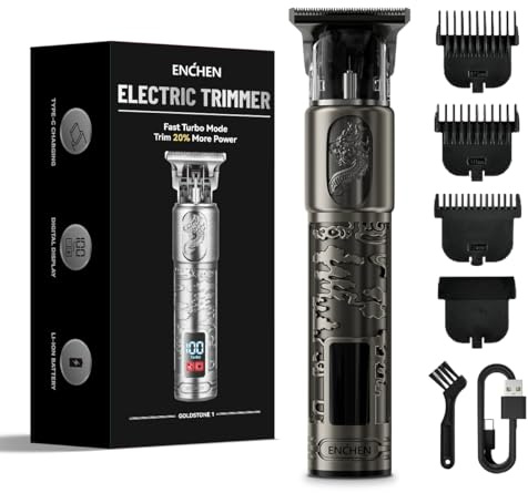 ENCHEN Hair Clipper for Men - 120 Min Usage Cordless Beard Trimmer with LED Display, USB Type-C Rechargeable Electric Razor for Wet & Dry Face, & Head, Adjustable Mens Grooming Shaver Kit with Combs