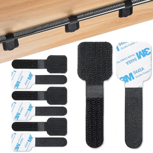 HonQiShiMY 60 Clip per Cavi Adesivi,fascette fermacavi da mettere sotto la scrivania, autoadesive, con gancio e anello, organizer per cavi per TV, PC, Nascondere Cavi e Gestione Cavi in Home Office