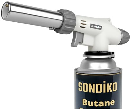Sondiko Butane Torch, Waterproof and Wind-Resistant Industrial Torch, Refillable Power Soldering Torch, Adjustable Flame Torch Lighter for Metal Welding, Baking Outdoor (Butane Gas Not Included)