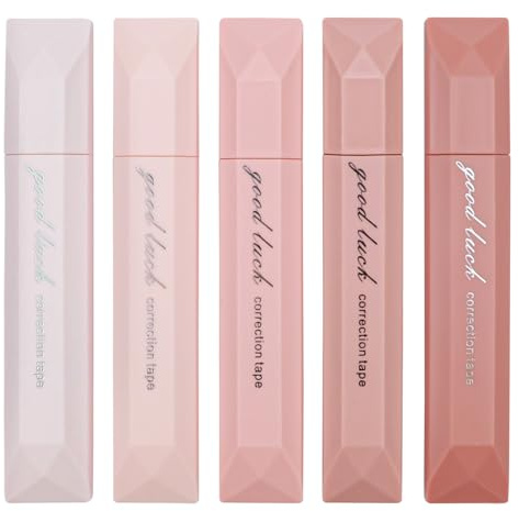 5 Pack Gradient Correction Tape Pens, Pen Style Correction Tape 2×13cm, Smooth White Out Glue Roller Tape Mouse, Quick Dry Correction Pen for School Office Supplies (Pink)