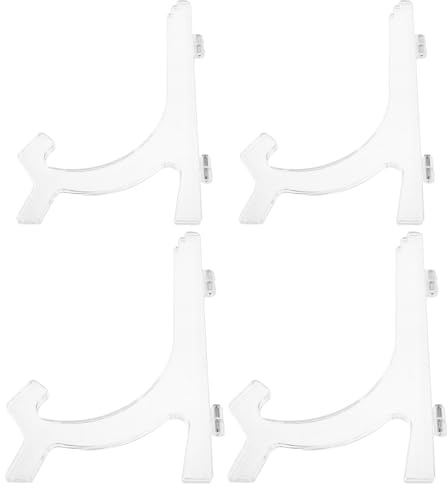 Hemobllo Supporti Trasparenti in Plastica per Esposizione Cavalletti Portapiatti Regolabili 16 CM Set da 4 Pezzi per Piatti Menu e Opere D’Arte Espositore Versatile per Interni Moderni