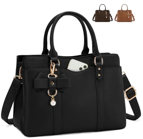 RAINSMORE Handbags for Women PU Leather Ladies Handbags Waterproof Top Handle Shoulder Bags for Casual Work