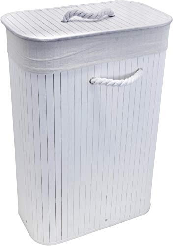 Euroshowers - Cesto para la ropa sucia plegable rectangular, 75 L, altura x ancho x profundidad, aprox. 60 x 40 x 22 cm, color blanco