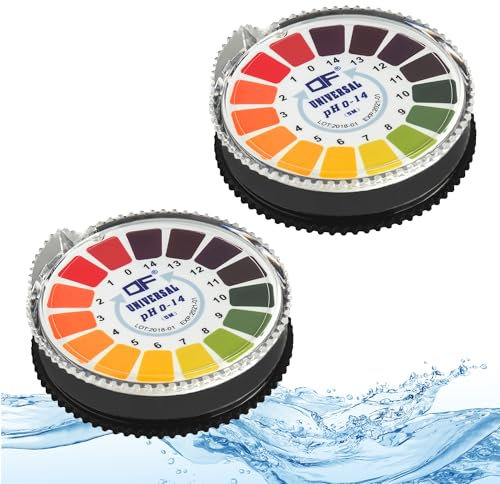 ECENCE 2 pz. di strisce di misurazione del pH su rotolo, intervallo di misurazione 0-14, cartine tornasole indicatrici universali, test di acidità per acquari e acqua po