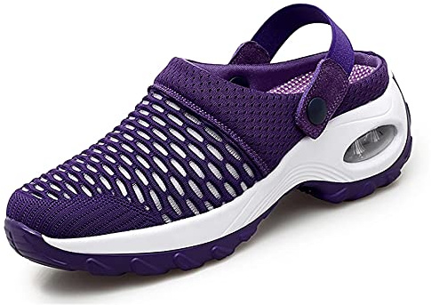 Sabot Femme Antidérapant Ete Confort Medical Chaussure de Jardin Mule Respirant Mesh Légère Hopital Exterieur Sandales Violet 39