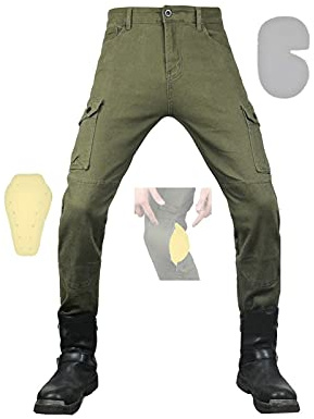 Multi-slice Tooling Motorcycle Pants Anti-fall Riding Trousers Knee Zipper Design Preventing The Protective Gear From Cafrate (XXS-3XL, 4 Lines Selection) (Color : Green A, Size : X-Small)