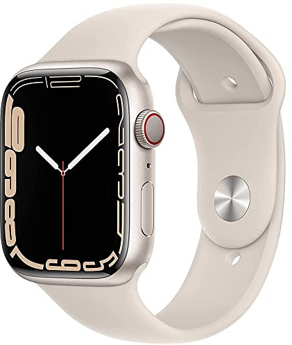 Apple Watch Series 7 (GPS + Cellular, 45 MM) Starlight Aluminum Case with Starlight Sport Band (Renewed)