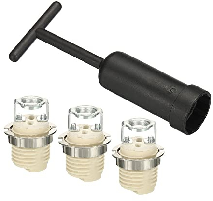 PATIKIL G9 Luce Base Presa Kit, 3 Set Ceramica Lampada Supporto Base con Presa oring Rimozione Strumento, Bianco