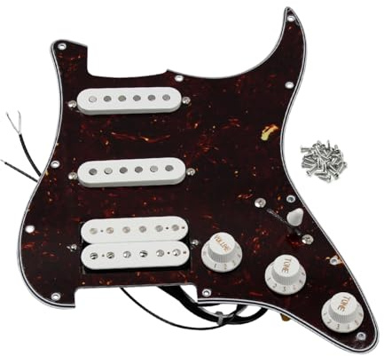 FLEOR Ensemble de pickguard précâblé chargé Alnico V Humbucker à double rail SSH pour ST Remplacement de guitare électrique Tortue brune