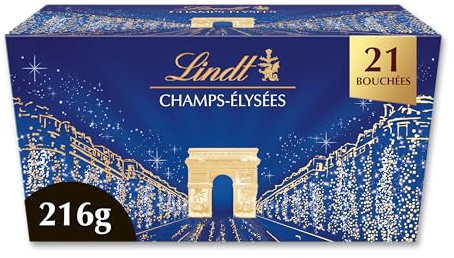 Lindt - Ballotin CHAMPS-ÉLYSÉES Assorti - Assortiment de Chocolats au Lait, Noirs et Blancs – Pralinés, Croustillants et Onctueux - Idéal pour Noël, 216g