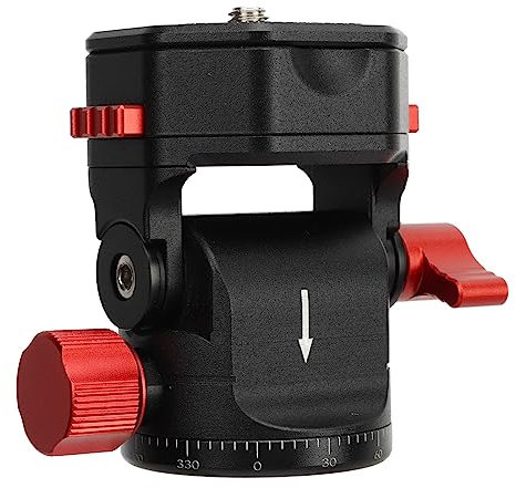 Rótula de Trípode, Trípode de Cámara, Panorámica Giratoria de 360°, Rótula de Bola de Liberación Rápida con Rosca de 3/8 y Adaptador de Tornillo de 1/4 a 3/8, Aleación de