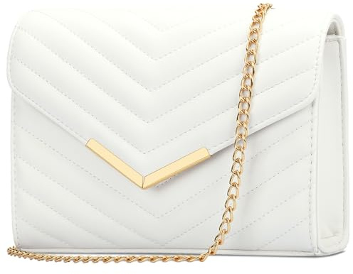 KKXIU Women Formal PU leather Evening Envelope Clutch Purses and Handbags for Party Wedding Prom Bridal (A-White)