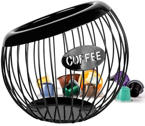 Guolich Cesta de Almacenamiento para Cápsulas de Café,Organizador de Cafe Soporte para Cápsulas de Café,Porta Capsulas Cafe, para Guardar Cápsulas de Café y Frutas (Negro)