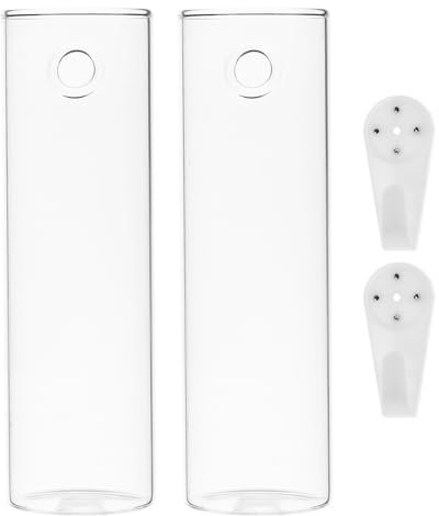 POPETPOP 2Pcs Wall Mounted Test Tube Vase Glass Clear Hanging Plant Propagation Station for Hydroponic Flowers Home and Office Decor