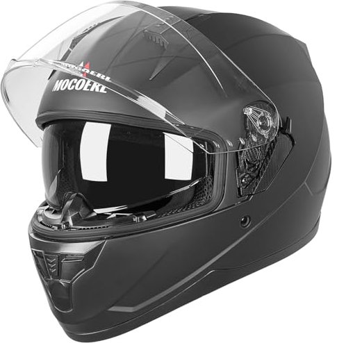 Integralhelm mit Sonnenblende | Motorradhelm Integralhelme | Motorradhelm Integralhelm Mofahelm ECE 22.06 | Kinn- & Kopfbelüftung | für Damen und Herren | Schwarz (S)