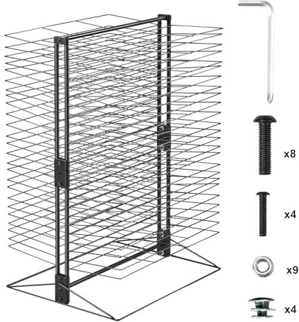 VEVOR Tendedero de Pintura 50 Estantes Extraíbles 490 x 190 mm, Rejilla para Secar Pintura de Acero al Carbono con Base Estable para Obras de Arte en Aulas, Estudios de Arte y Escuelas, Negro