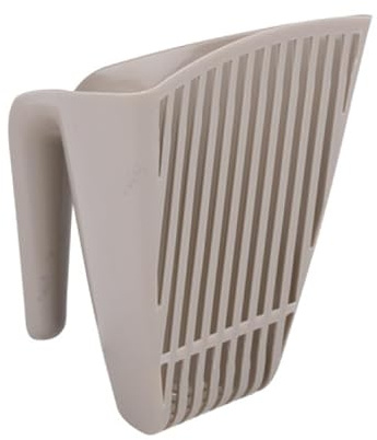 Kuvias Cat Litter Scoop - Durable Non-Stick Large Grey Cat Litter Scooper - Handy Cat Poo Bin Sifter - Easy to Clean Cat Litter Box Cleaning Tool for Clumping Litter - Suitable for All Litter Types