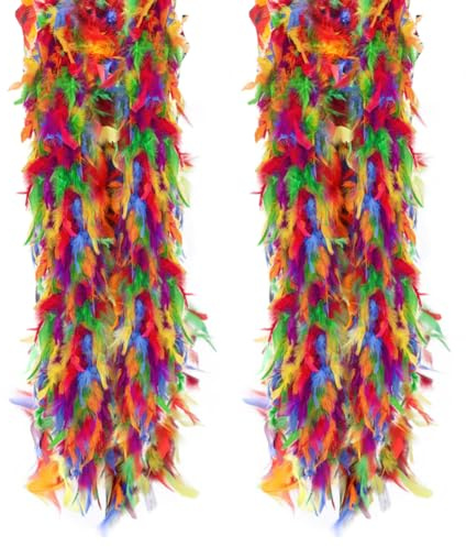 2 st fjäderboa 2 m färgglad fjäder boa fluffig fjäder boa kalkon fjäder boas dekorativ fjäder boa remsor fluffiga fjäderremsor för bröllopsfest karneval halloween juldräkt