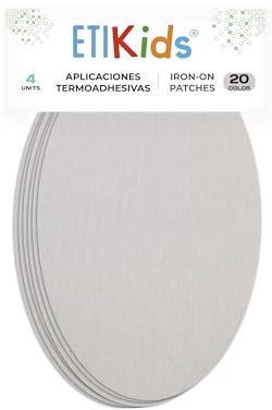 4 Pearl Grey Iron-On Fabric Repair Patches – Knee & Elbow Patches for Clothes, Trousers, Jackets, Sweaters & Shirts, 16 x 10 cm