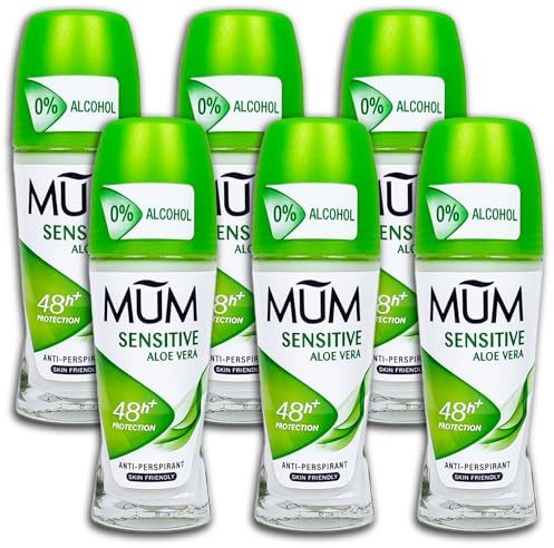 6-pack MUM Deodorant Roll-On Sensitive Aloe Vera Deoroller Deodorant 6 x 50 ml