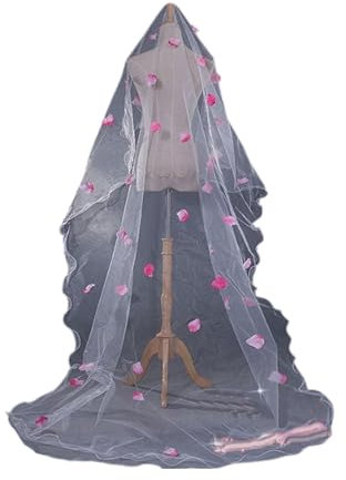 Bröllopsklänning, brudslöja, Rosa blommig bröllopsslöja Bröllopsklänning Accessoarer Bröllopshårtillbehör 1 lager ingen kam Vacker slöja(2m)