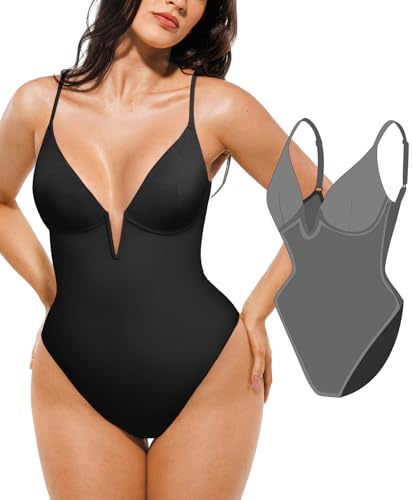 Popilush One Piece Tummy Control Shapewear Swimsuits for Women Black L