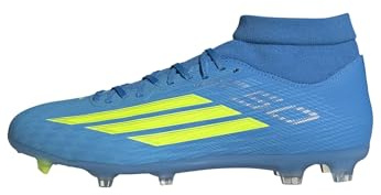 adidas Unisex-Adult F50 League Mid Cut Firm Ground/Multi Ground Foot, Lucid Ray Blue/Team Solar Yellow/Aquamarine, 9.5