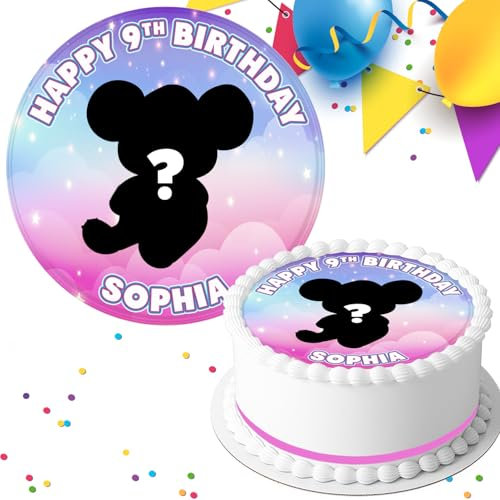 Your Favourite Character On Colourful Background Happy Birthday Personalised Pre-Cut 7.5 INCH Edible Icing Cake Topper Decoration PK-553