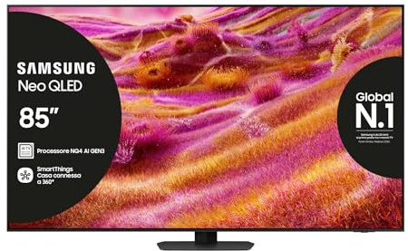 Samsung Neo QLED 4K Vision AI Smart TV 85'' QE85QN90FATXZT Mini LED, NQ4 AI Gen3 Processor,AI Upscaling Pro, Glare Free, Motion Xcelerator 165Hz, NeoSlim Design, PACCHETTO INTRATTENIMENTO, 2025