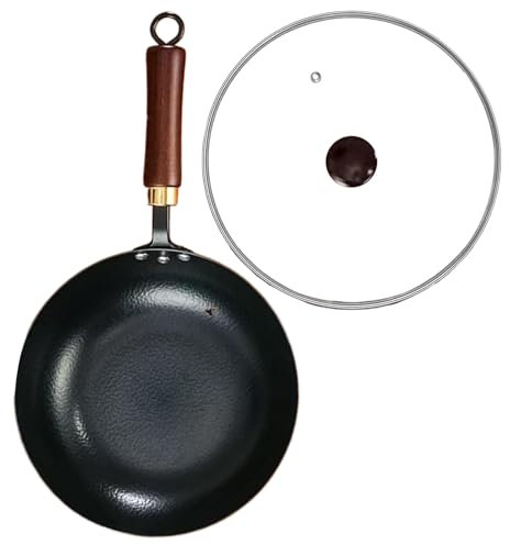 Japansk Wok - Woks och stekpannor | Japansk järnbricka med trälock | Non-stick järnkruka | Handhållen tjock non-stick färgkruka för restauranger med induktionskök