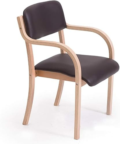 Nordisk Stil Matstol I Massivt Trä, Modern Minimalistisk Enkelstudiestol Med Armar Med öppen Rygg Fåtöljer Ergonomisk, Logs + Rice Bottom Red, one size