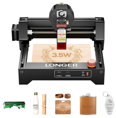 LONGER Ray5 Mini Laser Engraver, High-Speed CNC Engraving Machine with WiFi Control and Emergency Stop, DIY Engraving for Wood, Acrylic, Leather and Metal, 3.5W, 140 x 130 mm Working Area