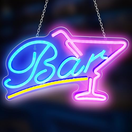 Bar skylt belysning, neonskylt LED neonskylt, LED-skylt personlig, neonskylt cocktails, USB driven rosa blå neonskylt för bar klubb nattklubb restaurang butik party skylt dekor