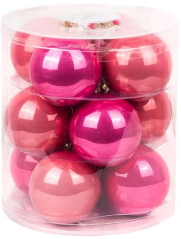 Magic Weihnachtskugeln Glas 8cm 12 STK. Christbaumkugeln (Candy Shop Pink)