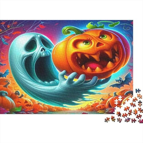 Rompecabezas 1000 Piezas Calabazas Jumbie Fantasma y Cabeza Calabaza Cartón Premium Parejas Adultos Encastre Preciso Desintoxicación Digital Regalo Navidad 38x26cm
