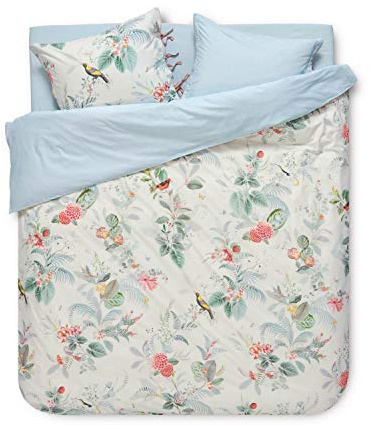 PiP Biancheria da letto double-face Floris percalle blu-bianco, dimensioni 155 x 220 cm (80 x 80 cm)