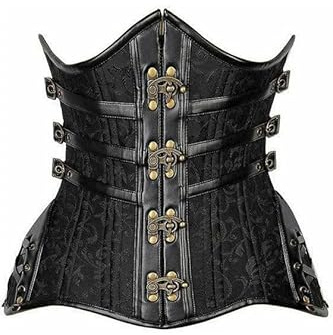 Daisy corsets Corsé con curvas Steampunk de acero doble deshuesado debajo del busto para mujer, negro, 3X