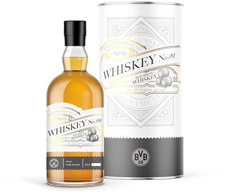 BVB Bourbon Whiskey No.09 |Fanartikel, Fangeschenk, Männer, Frauen, Weihnachten| Fußball | Whisky des BVB 09 | Geschenkidee für echte Borussia Dortmund Fans | 500ml Einzelflasche | 40% vol