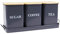 Xbopetda Tea & Coffee Sugar Canisters - Set of 3, Metal Storage Tins with Wooden Lid & Tray - Gray