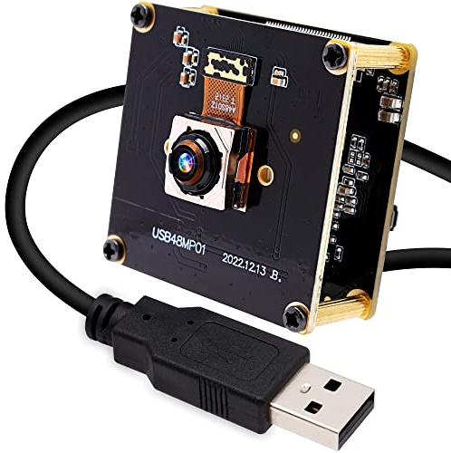 ELP 48MP Fast Autofocus USB Camera Module with 70degree No Distortion Lens for Computer Mini UVC USB2.0 Industrial Webcam Board 8000 * 6000 USB with Camera for Laptop PC Raspberry pi Jetson Nano