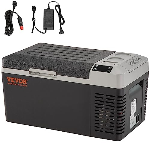 VEVOR Nevera Eléctrica Portátil de 20 L Nevera Portátil para Coche 12/24 V CC 100-240 V CA Nevera de Una Zona para Coche 0,6 kW.h -20 °C a 10 °C Congelador Ajustable para Camión Barco Camping