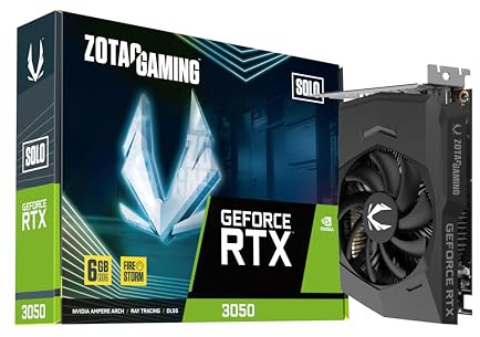 ZOTAC Gaming GeForce RTX 3050 6GB GDDR6 Solo 96-bit 14 Gbps PCIE 4.0 Tarjeta gráfica supercompacta para juegos, ZT-A30510G-10L