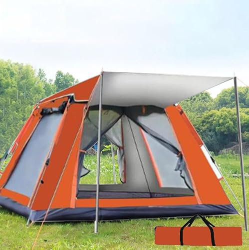 Camping Zelt Wurfzelt 4/10 Personen Sofortzelt Pop Up Strandzelt Kuppelzelt Automatisches Wasserdicht Winddichte & UV Schutz für Trekking, Wandern, Familientreffen, Outdoor (240*240*154cm(orange))
