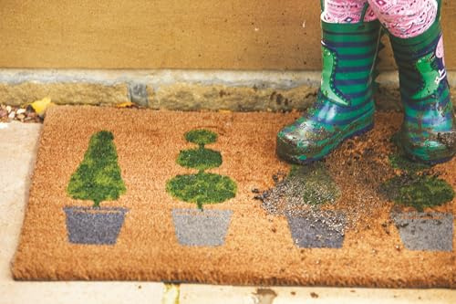 Lord of Rugs Printed Coir Door Mat for Home Entrance Indoor and Outdoor, Patio, Balcony Non-Slip Durable Natural Coconut Fiber Doormat in 45x75 cm Topiary